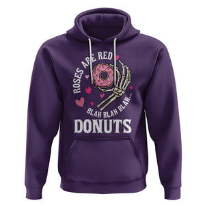 Valentine's Day Hoodie Roses Are Red Blah Skeleton Donut Funny Food Lover TS09 Purple Printyourwear