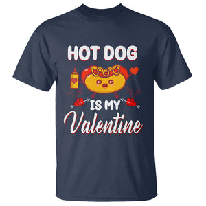 Valentine's Day T Shirt Cute Hot-Dog Is My Valentine Food Lover TS09 Navy Printyourwear