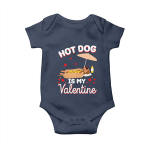 Valentine's Day Baby Onesie Funny Dachshund Hot-Dog Is My Valentine TS09 Navy Print Your Wear