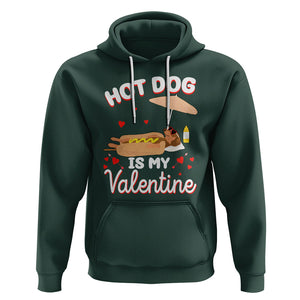 Valentine's Day Hoodie Funny Dachshund Hot-Dog Is My Valentine TS09 Dark Forest Green Printyourwear