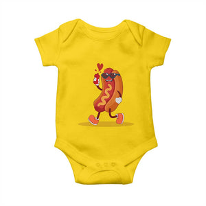 Valentine's Day Baby Onesie Heart Hot Dog Cute Sausage Bun Food Lover TS09 Daisy Print Your Wear