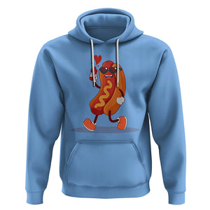 Valentine's Day Hoodie Heart Hot Dog Cute Sausage Bun Food Lover TS09 Carolina Blue Printyourwear