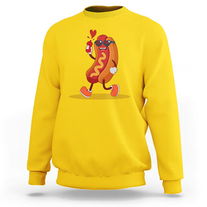 Valentine's Day Sweatshirt Heart Hot Dog Cute Sausage Bun Food Lover TS09 Daisy Printyourwear