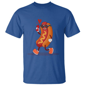 Valentine's Day T Shirt Heart Hot Dog Cute Sausage Bun Food Lover TS09 Royal Blue Printyourwear