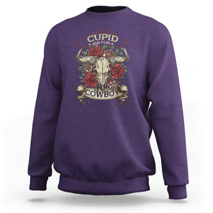 Valentine's Day Sweatshirt Cupid Aim For A Cowboy Western TS09 Purple Printyourwear