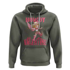 Howdy Valentine's Day Hoodie Cupid Retro Western Cowgirl Cowboy TS09 Military Green Printyourwear