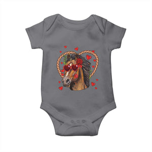 Valentine's Day Baby Onesie Funny Cute Horse Cowboy Western TS09 Charcoal Print Your Wear