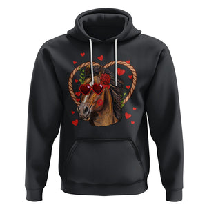 Valentine's Day Hoodie Funny Cute Horse Cowboy Western TS09 Black Printyourwear