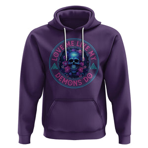 Valentine's Day Hoodie Love Me Like My Demons Do Skull Rose Aesthestic TS09 Purple Printyourwear