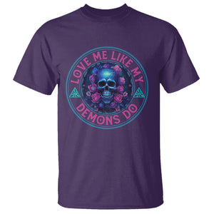 Valentine's Day T Shirt Love Me Like My Demons Do Skull Rose Aesthestic TS09 Purple Printyourwear