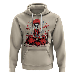 Valentine's Day Hoodie Cool Skeleton Drummer Rock Lover TS09 Sand Printyourwear