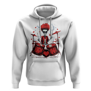 Valentine's Day Hoodie Cool Skeleton Drummer Rock Lover TS09 White Printyourwear