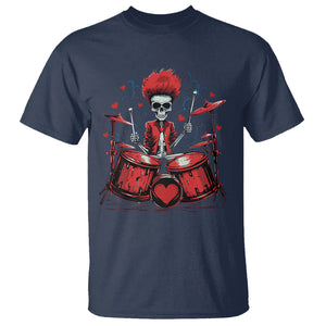 Valentine's Day T Shirt Cool Skeleton Drummer Rock Lover TS09 Navy Printyourwear