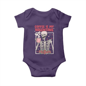 Valentine's Day Baby Onesie Coffee Is My Valentine Funny Skeleton TS09 Purple Print Your Wear