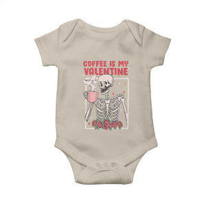 Valentine's Day Baby Onesie Coffee Is My Valentine Funny Skeleton TS09 Sand Print Your Wear