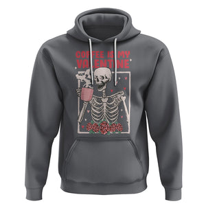 Valentine's Day Hoodie Coffee Is My Valentine Funny Skeleton TS09 Charcoal Printyourwear