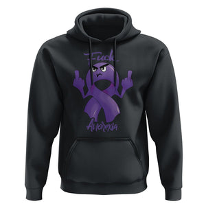 FxxK Anorexia Eating Disorder Purple Ribbon Mental Health Awareness Hoodie TS09 Black Printyourwear