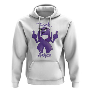 FxxK Anorexia Eating Disorder Purple Ribbon Mental Health Awareness Hoodie TS09 White Printyourwear