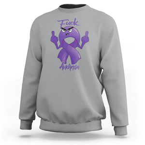 FxxK Anorexia Eating Disorder Purple Ribbon Mental Health Awareness Sweatshirt TS09 Sport Gray Printyourwear