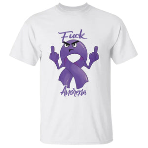 FxxK Anorexia Eating Disorder Purple Ribbon Mental Health Awareness T Shirt TS09 White Printyourwear