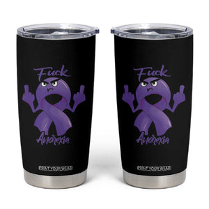FxxK Anorexia Eating Disorder Purple Ribbon Mental Health Awareness Tumbler Cup TS09 Black Print Your Wear