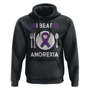 I Beat Anorexia Purple Ribbon Eating Disorder Hoodie TS09 Black Printyourwear
