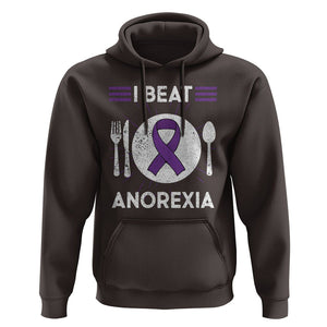 I Beat Anorexia Purple Ribbon Eating Disorder Hoodie TS09 Dark Chocolate Printyourwear