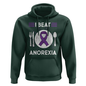I Beat Anorexia Purple Ribbon Eating Disorder Hoodie TS09 Dark Forest Green Printyourwear