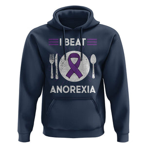 I Beat Anorexia Purple Ribbon Eating Disorder Hoodie TS09 Navy Printyourwear