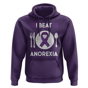 I Beat Anorexia Purple Ribbon Eating Disorder Hoodie TS09 Purple Printyourwear