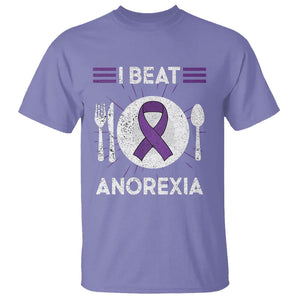 I Beat Anorexia Purple Ribbon Eating Disorder T Shirt TS09 Violet Printyourwear