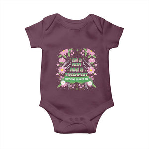 I'm A Mom And A Therapist Nothing Scares Me Baby Onesie TS09 Maroon Print Your Wear