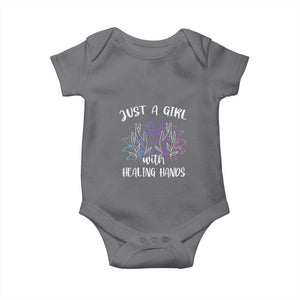 Masseuse Baby Onesie Just a Girl with Healing Hands Massage Therapy TS09 Charcoal Print Your Wear