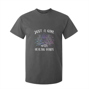 Masseuse T Shirt For Kid Just a Girl with Healing Hands Massage Therapy TS09 Dark Heather Print Your Wear