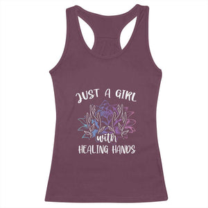 Masseuse Racerback Tank Top Just a Girl with Healing Hands Massage Therapy TS09 Maroon Print Your Wear