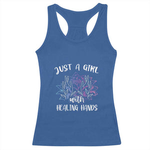 Masseuse Racerback Tank Top Just a Girl with Healing Hands Massage Therapy TS09 Royal Blue Print Your Wear