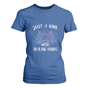 Masseuse T Shirt For Women Just a Girl with Healing Hands Massage Therapy TS09 Royal Blue Print Your Wear