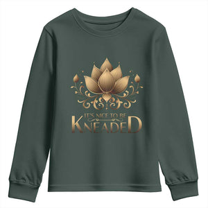 Massage Therapy Youth Sweatshirt Nice to be Kneaded TS09 Dark Forest Green Print Your Wear