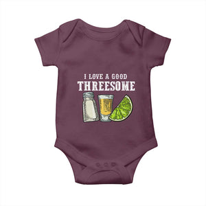 Funny Bartender Baby Onesie I Love Good Threesom Salt Lime Tequila TS09 Maroon Print Your Wear
