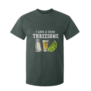 Funny Bartender T Shirt For Kid I Love Good Threesom Salt Lime Tequila TS09 Dark Forest Green Print Your Wear