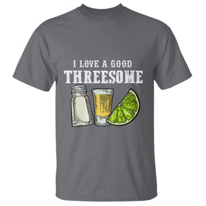 Funny Bartender T Shirt I Love Good Threesom Salt Lime Tequila TS09 Charcoal Print Your Wear