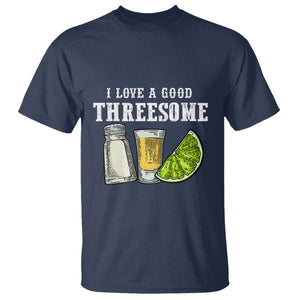 Funny Bartender T Shirt I Love Good Threesom Salt Lime Tequila TS09 Navy Print Your Wear