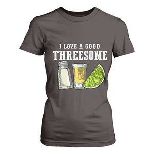 Funny Bartender T Shirt For Women I Love Good Threesom Salt Lime Tequila TS09 Dark Chocolate Print Your Wear