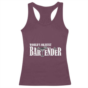World's Okayest Bartender Racerback Tank Top TS09 Maroon Print Your Wear