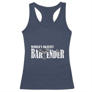 World's Okayest Bartender Racerback Tank Top TS09 Navy Print Your Wear