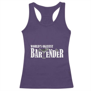 World's Okayest Bartender Racerback Tank Top TS09 Purple Print Your Wear