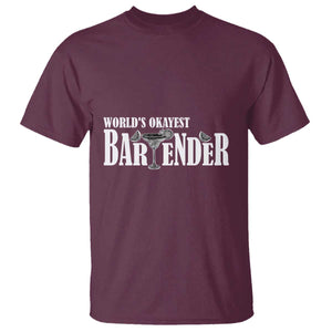 World's Okayest Bartender T Shirt TS09 Maroon Print Your Wear