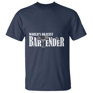 World's Okayest Bartender T Shirt TS09 Navy Print Your Wear