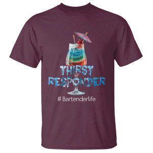 Funny Bartender T Shirt Thirst Responder Mixologists TS09 Maroon Print Your Wear