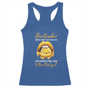 Bartender Racerback Tank Top Knows More Than She Says TS09 Royal Blue Print Your Wear